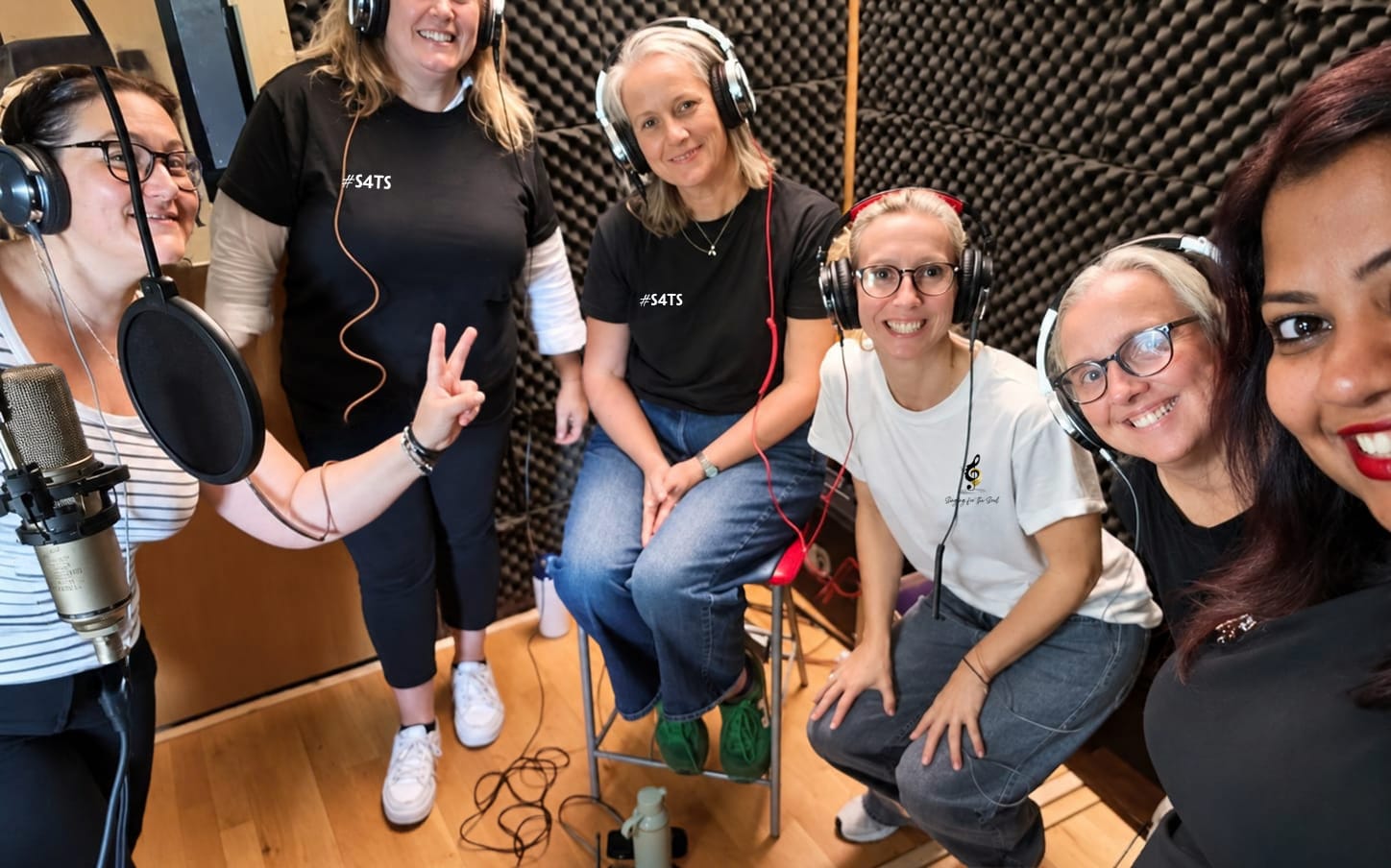 Singing for the Soul friends recording together in the studio